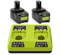 2 baterías de repuesto para Ryobi P108 de 18 V y cargador de 6 A, compatible con Ryobi RB18L50 RB18L25 RB18L40 RB18L20 RB18L15 RB18L13 P102 P103 P104 P105 P1105 P115 06 P1 07