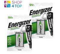 2 Baterías Recargables Energizer 9V HR22 Power Plus NiMH 175mAh E-Block