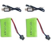 2 baterías recargables SM-3P 7,4 V 500 mAh Plug-in para vehículos RC con cable de carga USB, adecuadas para juguetes teledirigidos RC Cars, Stunt Flippers RC Barcos RC Trucks RC vehículos de