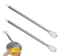 2 batidores pequeños, mini batidores para tazas, de acero inoxidable, pequeños, robustos, pequeños de acero inoxidable, para espumar, batir crema y remover (2 unidades de 23 cm)