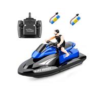 (2 BATTERIES,BLUE)RC Boat - Remote Control Motor Boat for Pools and Lakes, 2.4Ghz RC Boats for Adults and Kids with Rechargeable Battery, 20 km/h