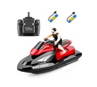 (2 BATTERIES,RED)RC Boat - Remote Control Motor Boat for Pools and Lakes, 2.4Ghz RC Boats for Adults and Kids with Rechargeable Battery, 20 km/h