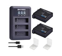 (2 Battery 1 Charger) Batmax 1680mAh Gopro Hero 4 Battery Replacement + LED 3-Slot USB Charger for GoPro HERO4 GoPro AHDBT-401 Ac