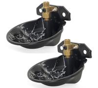 2 bebederos automáticos de cabra con válvula de cobre y agujero de drenaje, bebedero automático para cabra, oveja, ternera, cerdo, perro (metal, negro)