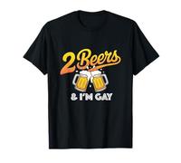 2 Beers and I'm Gay Funny Beer Drinking Cita Refranes LGBTQ Camiseta