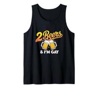 2 Beers and I'm Gay Funny Beer Drinking Cita Refranes LGBTQ Camiseta sin Mangas