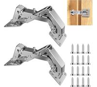 2 bisagras de armario de 170 grados, bisagras de armario de cierre suave, bisagras ocultas hidráulicas ocultas para dormitorio, baño, puertas de armario, accesorios