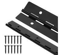 2 bisagras de piano resistentes de 8 pulgadas, bisagras continuas negras de 0.2 pulgadas de grosor/1.5 pulgadas de bisagras cubiertas de metal abiertas con 8 agujeros preperforados y 12 tornillos para