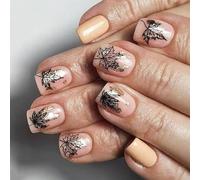 2. Black Press On Nails Aplicación Rápida Núblicas Artificiales Para Viajes Ocasiones Especiales De Otoño 24 Piezas Uñas Negras Invierno Negro