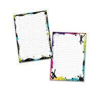2 blocs de escritura, cuaderno escolar, papel de carta, a rayas, para niños, escuela, estrellas, degradado de colores, 1 bloc de estrellas y 1 bloc de colores, A4 con 25 hojas cada una)