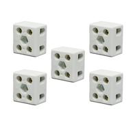 2 Bloques de Terminal de Cerámica de Vía, 15A 250V Conectores de Cerámica de Porcelana de Alta Temperatura con Apertura de Entrada de 3.9mm para Cable Eléctrico, y Varias Situaciones de Cableado(5pcs)