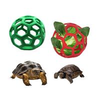 2 bolas de golosinas para tortugas - colgantes pequeños animales vegetales hierba fruta alimentación y juego comedero de heno bola para animales pequeños mascotas (verde y rojo)