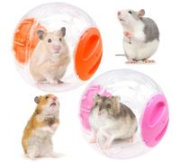 2 Bolas de Hámster, 12 cm Rueda Hamster Bola de Hámster Enano, Rueda Giratoria Transparente Hamster Accesorios para Jaula de Animales Pequeños (Rojo + Naranja)