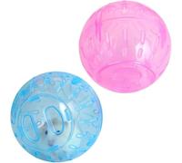 2 bolas de hámster transparentes para hámster, bolas de ejercicio para hámster, rueda de correr, juguetes de jerbo, ruedas de ejercicio para animales pequeños (azul y rosa)