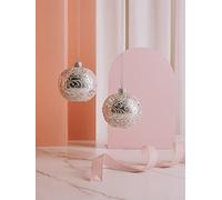 2 Bolas de Navidad de Cristal con Estampado de Purpurina y Cuentas