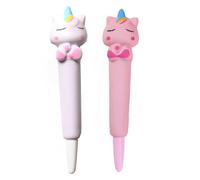 2 Bolígrafo de gel antiestrés -Tema del caballo arcoíris, papelería para escribir, relajarse, concentrarse, bolígrafo antiestrés, súper suave, tinta negra, punta de 0.5 mm de diámetro（Blanco, rosa）