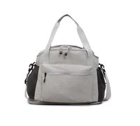 2. Bolsa de lona deportiva para mujer, gimnasio, viajes, plegable, para fin de semana, para llevar al hombro, Gray