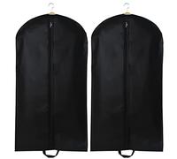 2 bolsa de traje, protector de ropa transpirable colgante, funda antipolvo plegable, organizador de ropa con cremallera,Para organización de guardarropa y viaje (negro)
