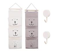 2 bolsas colgantes de baño, 2 ganchos blancos, bolsas colgantes plegables, bolsas de almacenamiento colgantes, estantes de tela para colgar