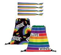 2 Bolsas con Cordón, 4 Pulseras, Mochila Arcoíris, Bolsa De Almacenamiento De Artículos, Bolsa De Gimnasio Arcoíris, Bolsa Deportiva con Cordón