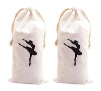 2 bolsas de algodón para zapatos de ballet para mujer, con cordón, bolsa de almacenamiento de zapatos, bolsas de baile personalizadas, mochila de ballet de viaje, mochila multiusos con cordón, White