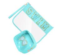 2 bolsas de almacenamiento de maquillaje amigable por viaje versátil en diseños elegantes con almacenamiento de muñeca práctico, Blue Swim