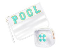2 bolsas de almacenamiento de maquillaje amigable por viaje versátil en diseños elegantes con almacenamiento de muñeca práctico, piscina blanca