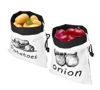 2 bolsas de almacenamiento de patatas y cebollas, 26 x 35 cm, bolsas de frutas y verduras de lona, bolsas de patatas, bolsas de cebollas, bolsas de verduras para naranjas, cebollas, kar, Diseño 1, 35