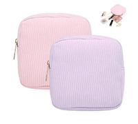 2 bolsas de almacenamiento de servilletas sanitarias, bolsa de pana para el período, bolsa de período con soporte para tampones con cremallera, bolsas de tampón para el primer período para mujer (rosa
