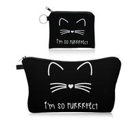 2 bolsas de almacenamiento para gatos negras, bolsa de cosméticos portátil, linda monedero para monedas, bolsa de almacenamiento multifuncional, bolsa de almacenamiento para mujer, negro, talla única