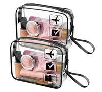 2 bolsas de aseo transparentes, aprobadas por la TSA, bolsa de líquido para aeropuerto, prácticos accesorios de viaje impermeables, bolsa de cosméticos de viaje unisex, bolsa de aseo de seguridad para