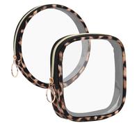 2 bolsas de aseo transparentes, juego de neceser transparente con estampado de leopardo, bolsa de cosméticos, bolsa de almacenamiento transparente para cosméticos, neceser transparente para mujeres y