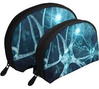 2 Bolsas de cosméticos abstractas de neuronas de Viaje Bolsa de Maquillaje Shell Neceser Bolso de Mujer
