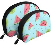 2 Bolsas de cosméticos Acuarela Kiwi Fruta Verano Viaje Maquillaje Bolsa Shell Neceser Mujer Bolso