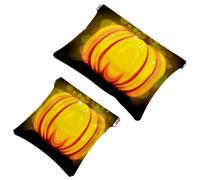 2 bolsas de cosméticos brillantes de Halloween con bolsillo de calabaza y bruja, bolsa de maquillaje con cierre automático, portátil, sin cremallera, mini bolsa de maquillaje de viaje para monedas,