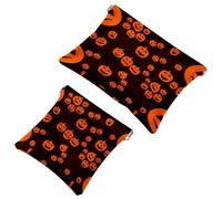 2 bolsas de cosméticos brillantes de Halloween con bolsillo de calabaza y bruja, bolsa de maquillaje con cierre automático, portátil, sin cremallera, mini bolsa de maquillaje de viaje para monedas,