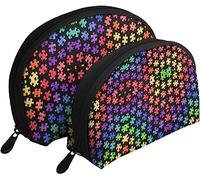 2 Bolsas de cosméticos Coloridas para concienciación sobre el Autismo, Bolsa de Maquillaje de Viaje, Neceser de Concha, Bolso de Mujer