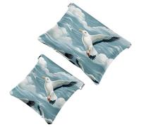 2 bolsas de cosméticos con 155 bolsillos de gaviota de dibujos animados para bolsos, bolsa de maquillaje impermeable, bolsa de cosméticos portátil, sin cremallera, Multicolor 06, A：7.1x5.8in/18x14.8cm