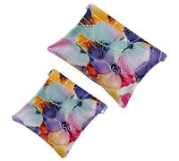 2 bolsas de cosméticos con bolsillo de flores de amapolas rojas, bolsa de maquillaje de metralla de cierre automático, portátil, sin cremallera, mini bolsa de maquillaje de viaje para auriculares,