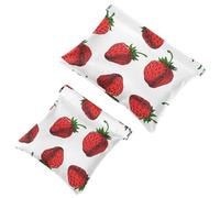 2 bolsas de cosméticos con bolsillo de flores de amapolas rojas, bolsa de maquillaje de metralla de cierre automático, portátil, sin cremallera, mini bolsa de maquillaje de viaje para auriculares,