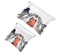 2 bolsas de cosméticos con bolsillo de tormenta de fantasía, bolsa de maquillaje de metralla de cierre automático, portátil, sin cremallera, mini bolsa de maquillaje de viaje para auriculares,