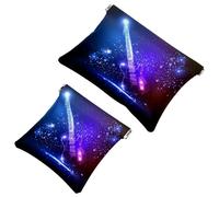 2 bolsas de cosméticos con bolsillo de tormenta de fantasía, bolsa de maquillaje de metralla de cierre automático, portátil, sin cremallera, mini bolsa de maquillaje de viaje para auriculares,