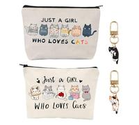 2 Bolsas De Cosméticos Con Patrón De Gato Y 2 Cadenas Coles De Dibujos Animados, Bolsas De Almacenamiento Portátiles, Herramientas Diarias De Acabado De Cosas Pequeñas.