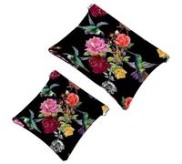 2 bolsas de cosméticos de bolsillo con diseño de acuarela Ocean Life, bolsa de maquillaje con cierre automático, portátil, sin cremallera, mini bolsa de maquillaje de viaje para auriculares, moneda,