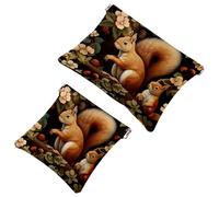 2 bolsas de cosméticos de bolsillo con diseño de ardilla de flores coloridas para bolsos, bolsa de maquillaje impermeable, portátil, sin cremallera, bolsa de maquillaje, multicolor 08, A：7.1x5.8in