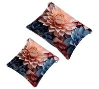 2 bolsas de cosméticos de bolsillo con flores de pétalos coloridos, bolsa de maquillaje impermeable para cosméticos, portátil, sin cremallera, 2069, Multicolor 04, A:7.1x5.8in/18x14.8cm,B:4.7x4.5in