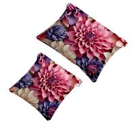 2 bolsas de cosméticos de bolsillo con flores de pétalos coloridos, bolsa de maquillaje impermeable para cosméticos, portátil, sin cremallera, 2069, Multicolor 06, A:7.1x5.8in/18x14.8cm,B:4.7x4.5in
