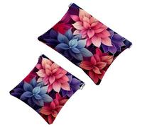 2 bolsas de cosméticos de bolsillo con flores de pétalos coloridos, bolsa de maquillaje impermeable para cosméticos, portátil, sin cremallera, 2069, Multicolor 09, A:7.1x5.8in/18x14.8cm,B:4.7x4.5in