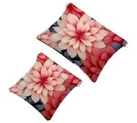 2 bolsas de cosméticos de bolsillo con flores de pétalos coloridos, bolsa de maquillaje impermeable para cosméticos, portátil, sin cremallera, 2069, multicolor 07, A:7.1x5.8in/18x14.8cm,B:4.7x4.5in