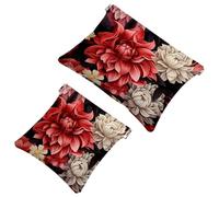 2 bolsas de cosméticos de bolsillo con flores de pétalos coloridos, bolsa de maquillaje impermeable para cosméticos, portátil, sin cremallera, 2069, Multicolor 01, A:7.1x5.8in/18x14.8cm,B:4.7x4.5in